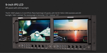 Swit M-1093F | 2x9" Rackmount IPS LCD Panel, Waveform und Vector scope